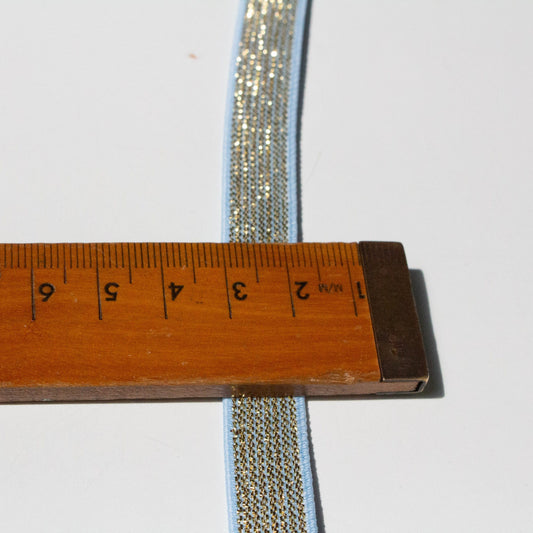 12mm Elastic in Metallic Gold and Light Blue