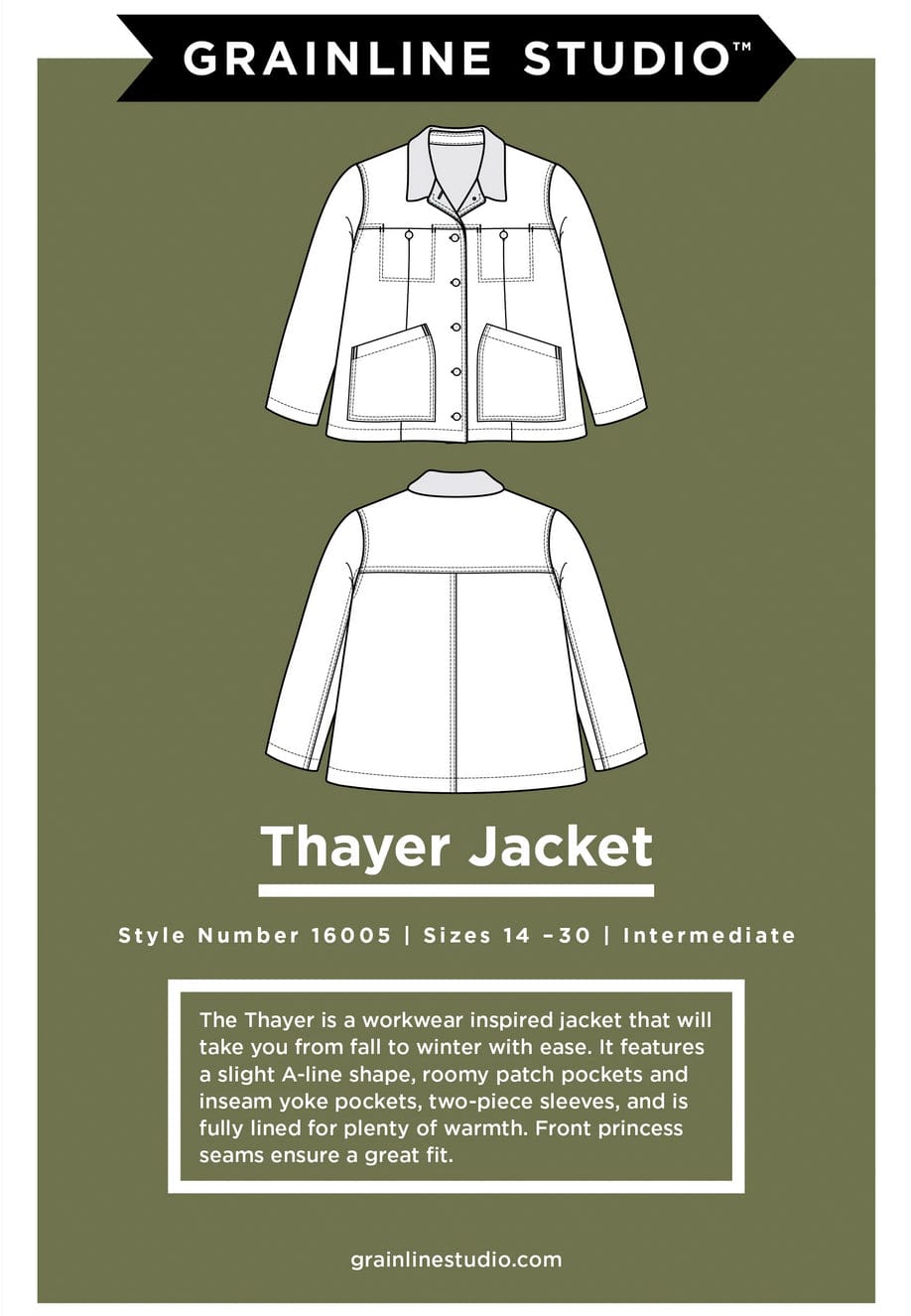 Grainline Studio: Thayer Jacket UK Sizes 4-22 OR 18-34