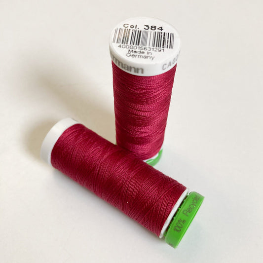 100 m Reel Gütermann Recycled Sew-All Thread in Dark Red, no. 384