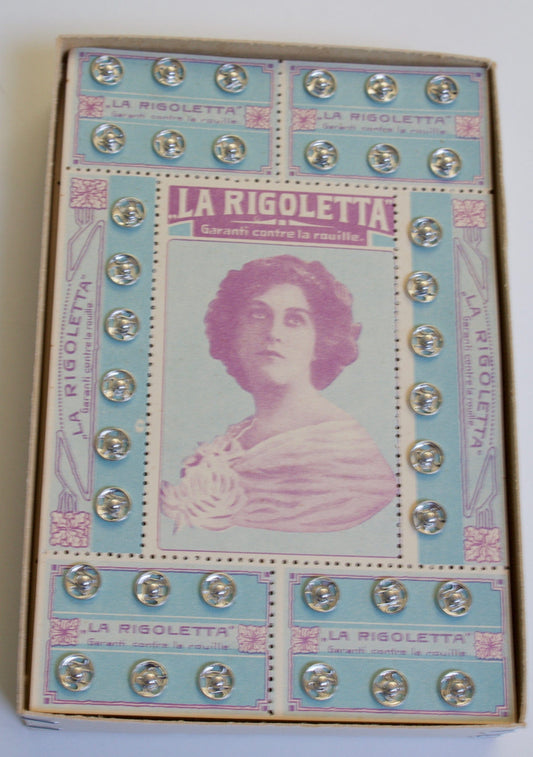 36 Vintage Silver Metal Snaps on Card - 10 mm