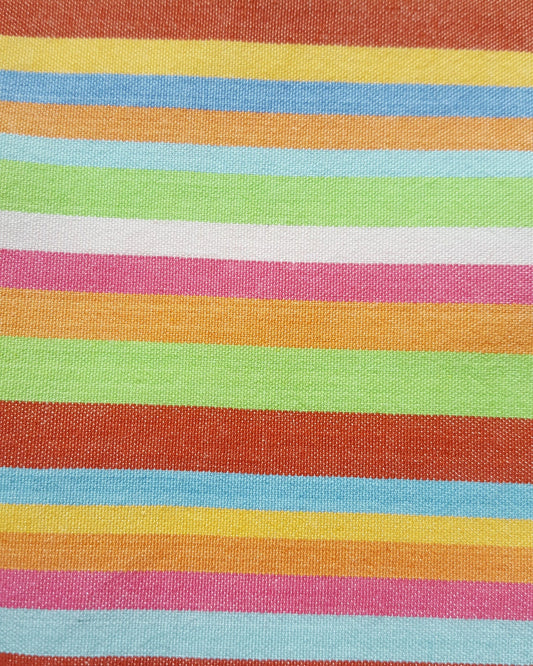 Organic Cotton and Bamboo Handwoven Crossweave with Rainbow Stripes