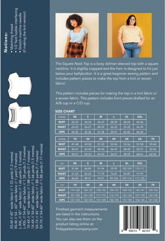 Friday Pattern Company: The Square Neck Top