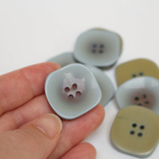 5 x Irregular Square Buttons in Sage Green - 28mm