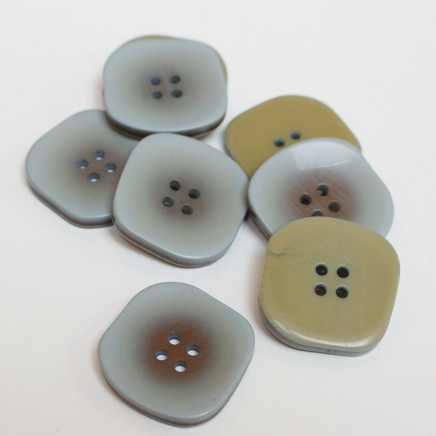5 x Irregular Square Buttons in Sage Green - 28mm