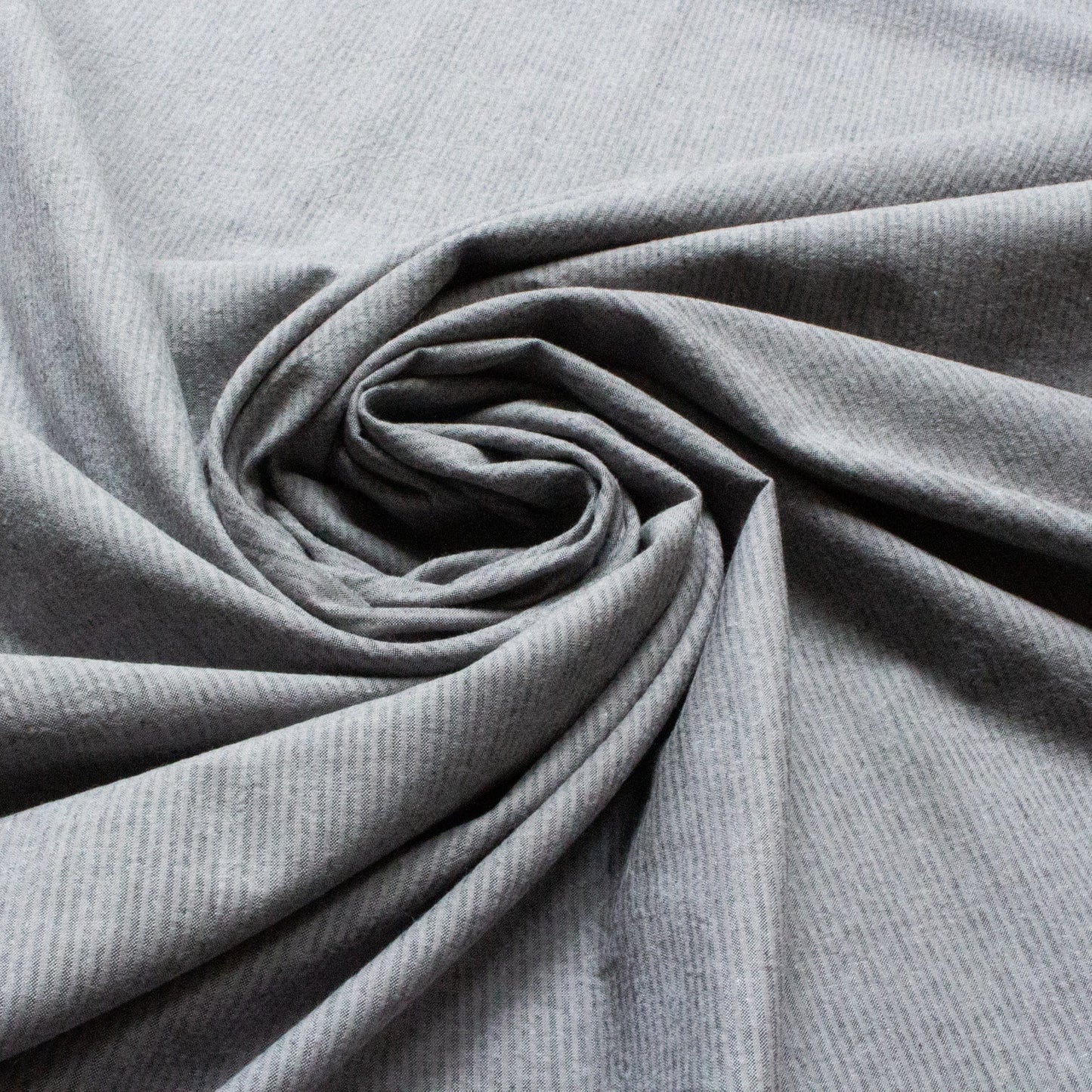 Seersucker Chambray Shirting in Slate and Charcoal Grey Stripes