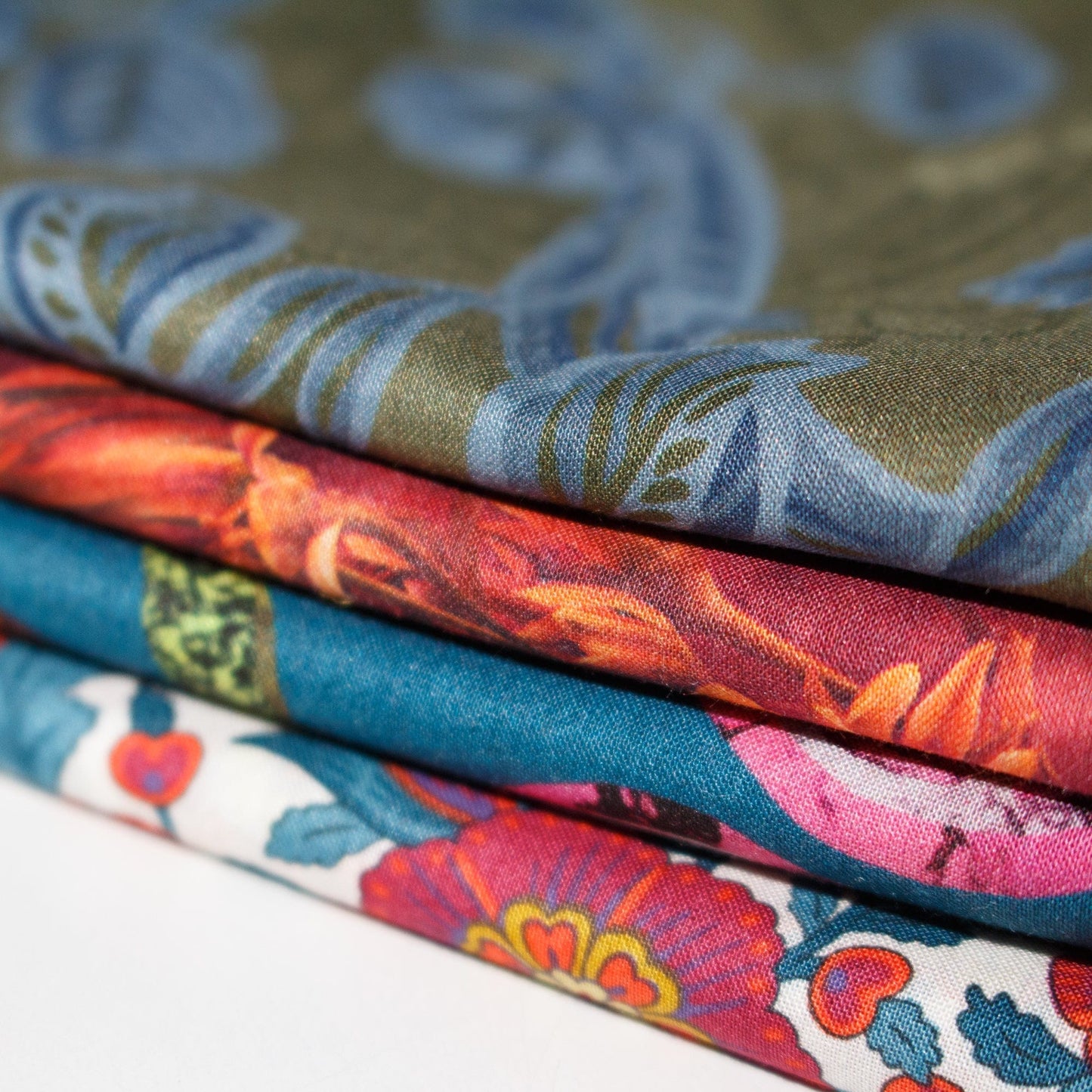 Liberty Fabrics Tana Lawn™ Fat Quarter Bundle: Four Teal & Bordeaux