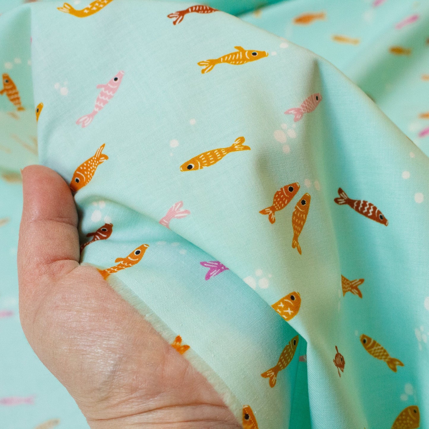 Ruby Star Society 'Koi Pond' Quilting Cotton 'Fishes' in Mint