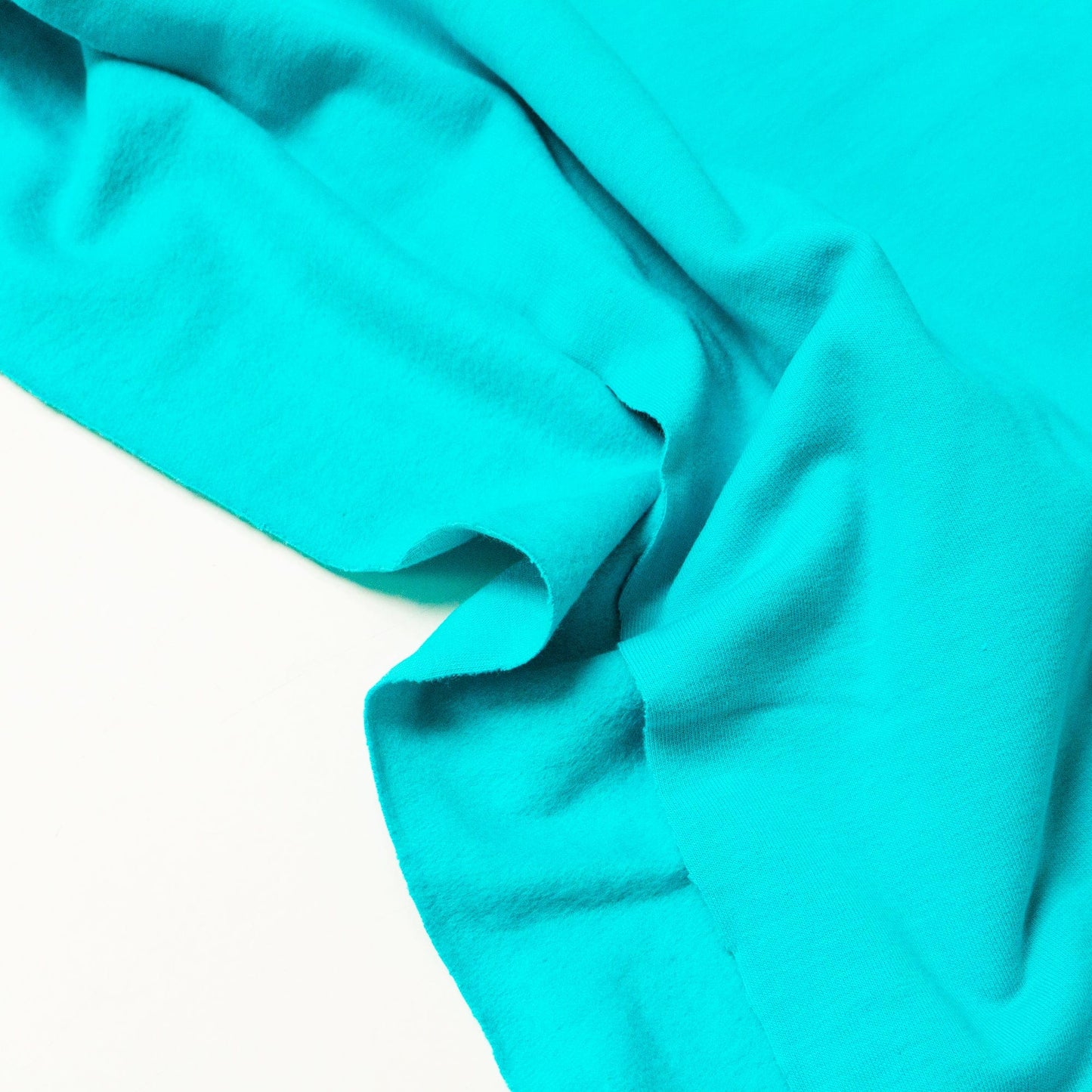 30cm Piece Fleece Backed Cotton Sweatshirt Jersey in Aqua Blue