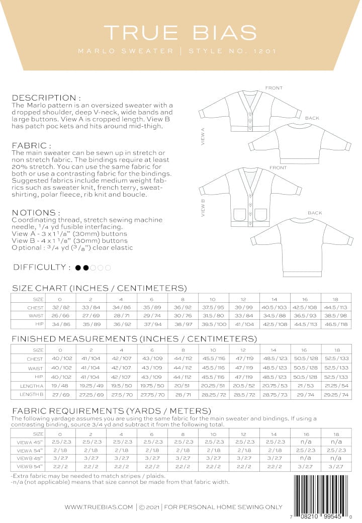 True Bias: Marlo Sweater UK Sizes 4-22 OR 18-34