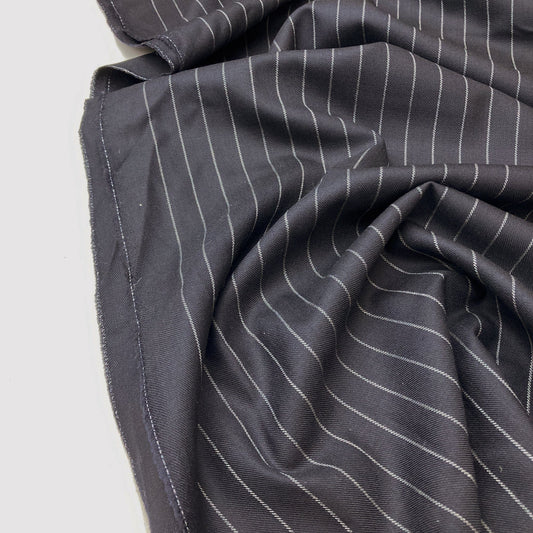 2nd Hand: Dark Navy Pinstripe Wool Suiting
