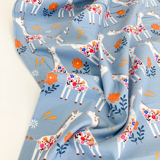 Dashwood Studio: Fine Cotton Needlecord 'Meadow Safari' Giraffes