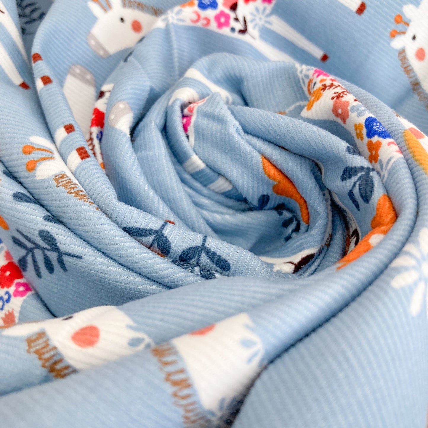 Dashwood Studio: Fine Cotton Needlecord 'Meadow Safari' Giraffes