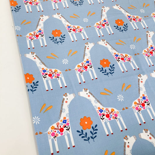 Dashwood Studio: Fine Cotton Needlecord 'Meadow Safari' Giraffes