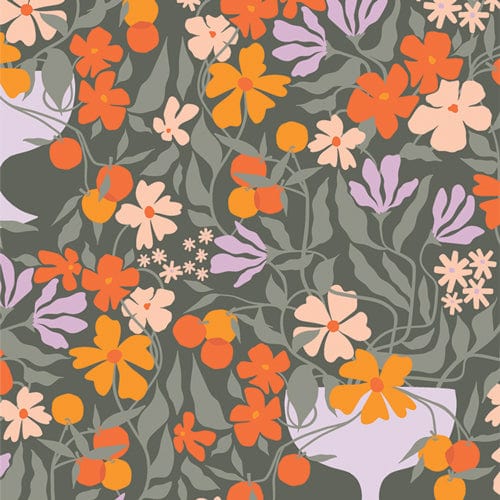 Art Gallery Fabrics 'Tangerine': Fine Cotton 'Growing Centerpiece'