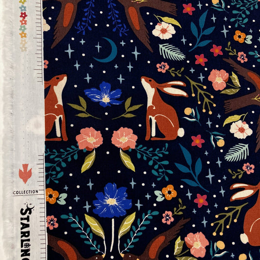 Art Gallery Fabrics 'Starling': Premium Cotton 'Moonlit Forest Dusk'