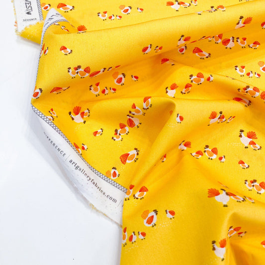 Art Gallery Fabrics 'Grow and Harvest' Fine Cotton - 'Roaming Hens' in Sun