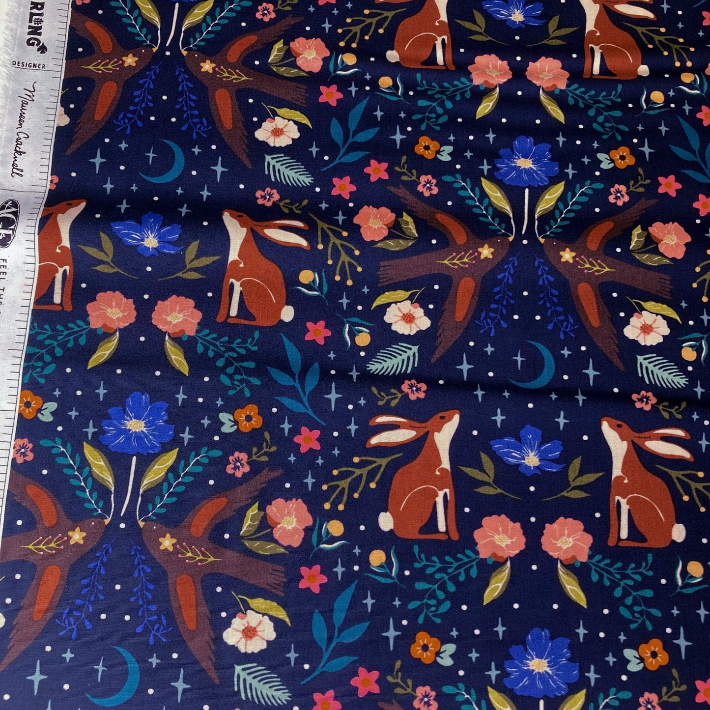 Art Gallery Fabrics 'Starling': Premium Cotton 'Moonlit Forest Dusk'