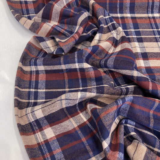 Brushed Cotton Flannel Navy Check