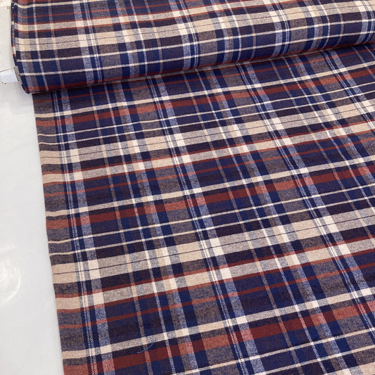 Brushed Cotton Flannel Navy Check