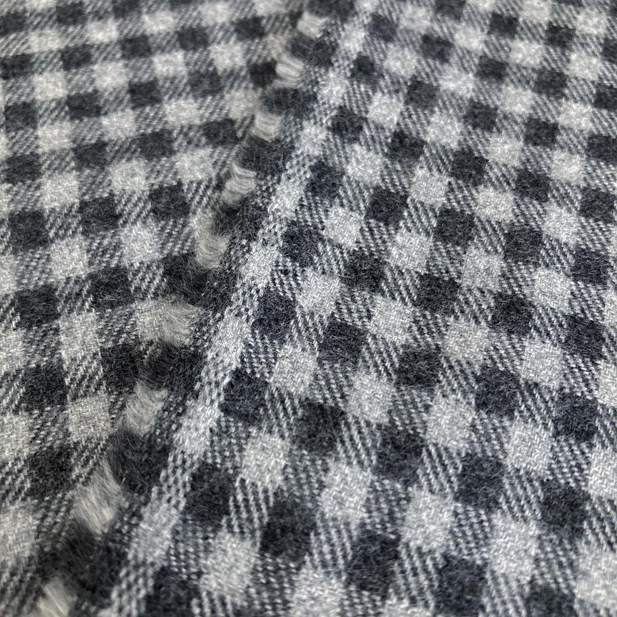 Brushed Cotton Flannel Small Grey Gingham Check