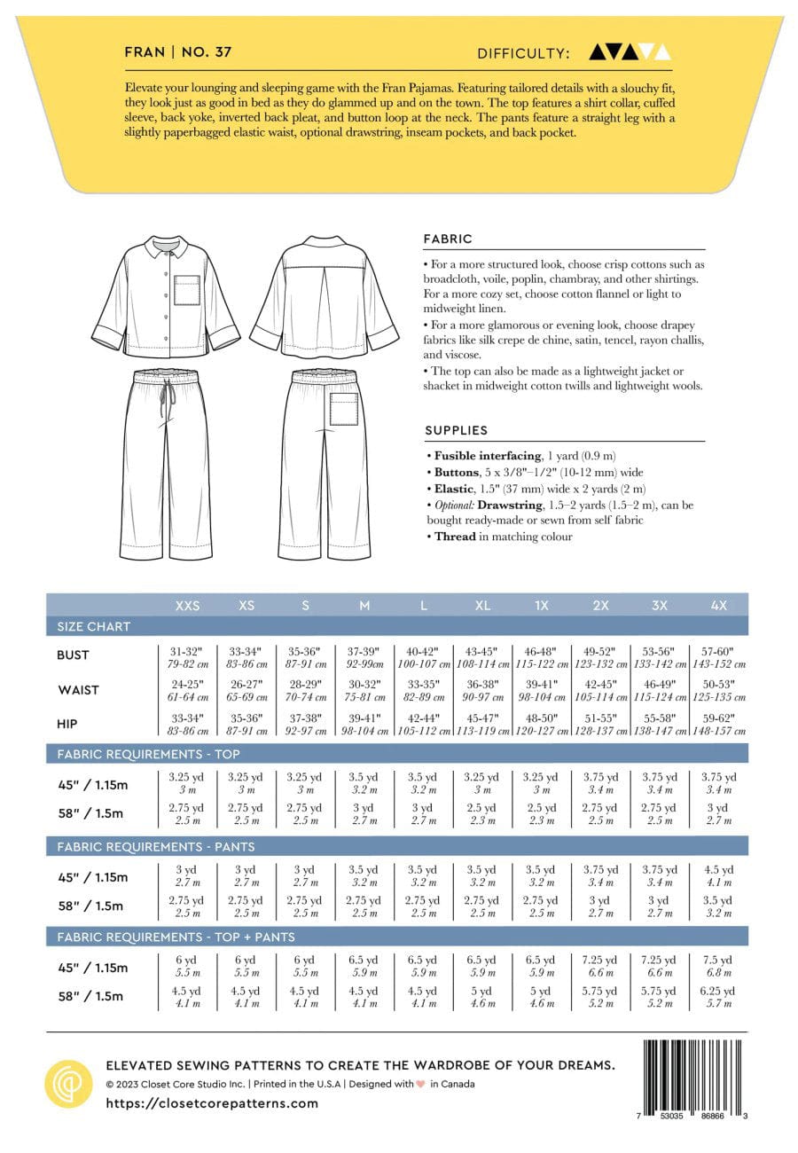 Closet Core Patterns: Fran Pajamas