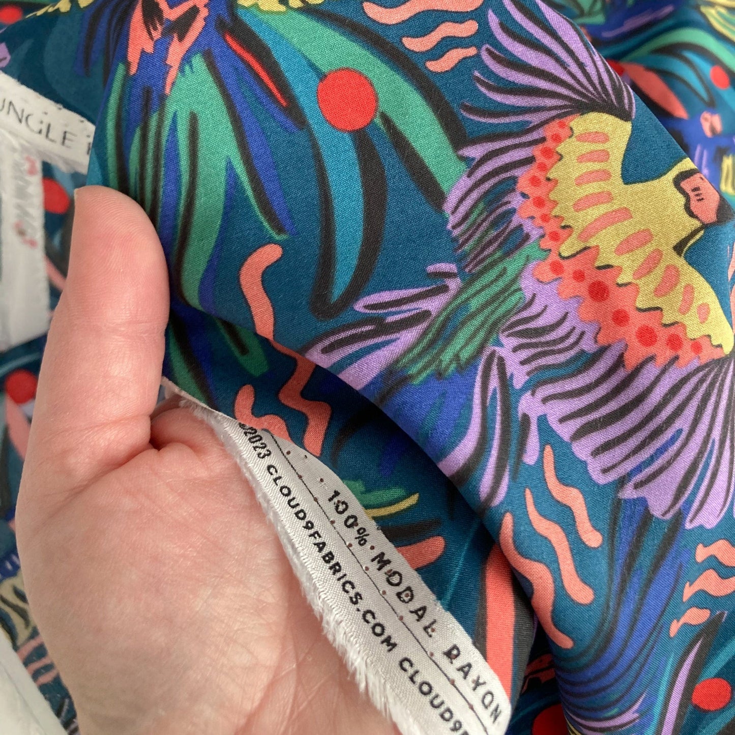 90cm Piece Cloud 9 'Mystical Gardens' Modal Rayon 'Jungle Birds'