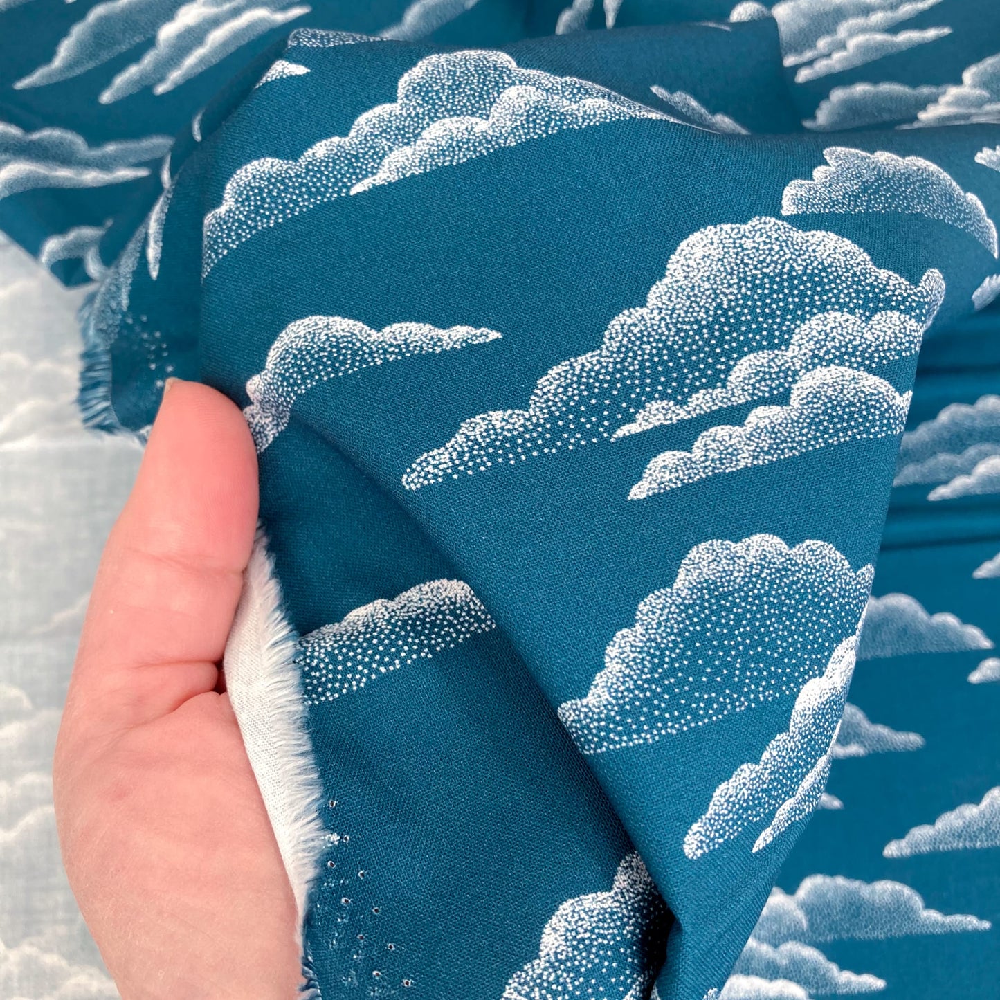 Cloud 9 Organic 'Baltic Woodland' Quilting Cotton 'Light Clouds'