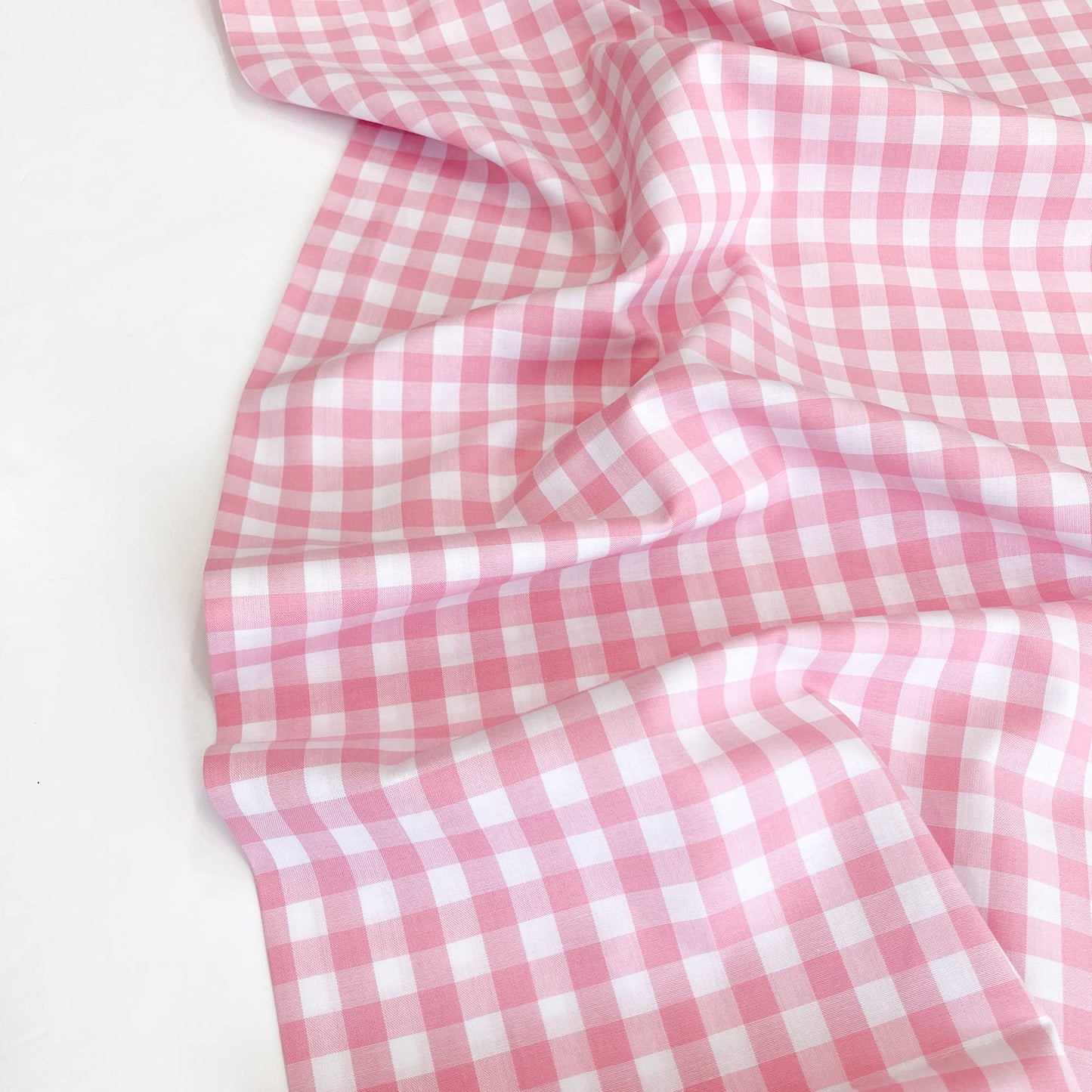 Cotton Gingham in Pink and White 1 cm Check