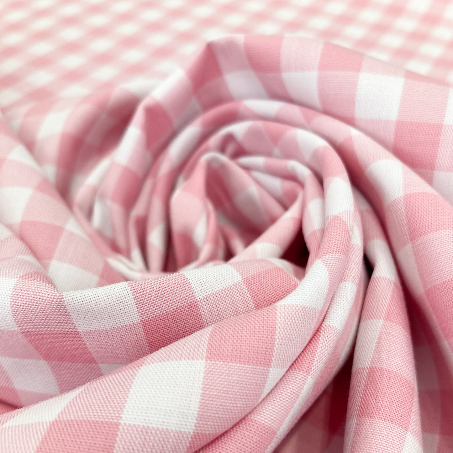 Cotton Gingham in Pink and White 1 cm Check