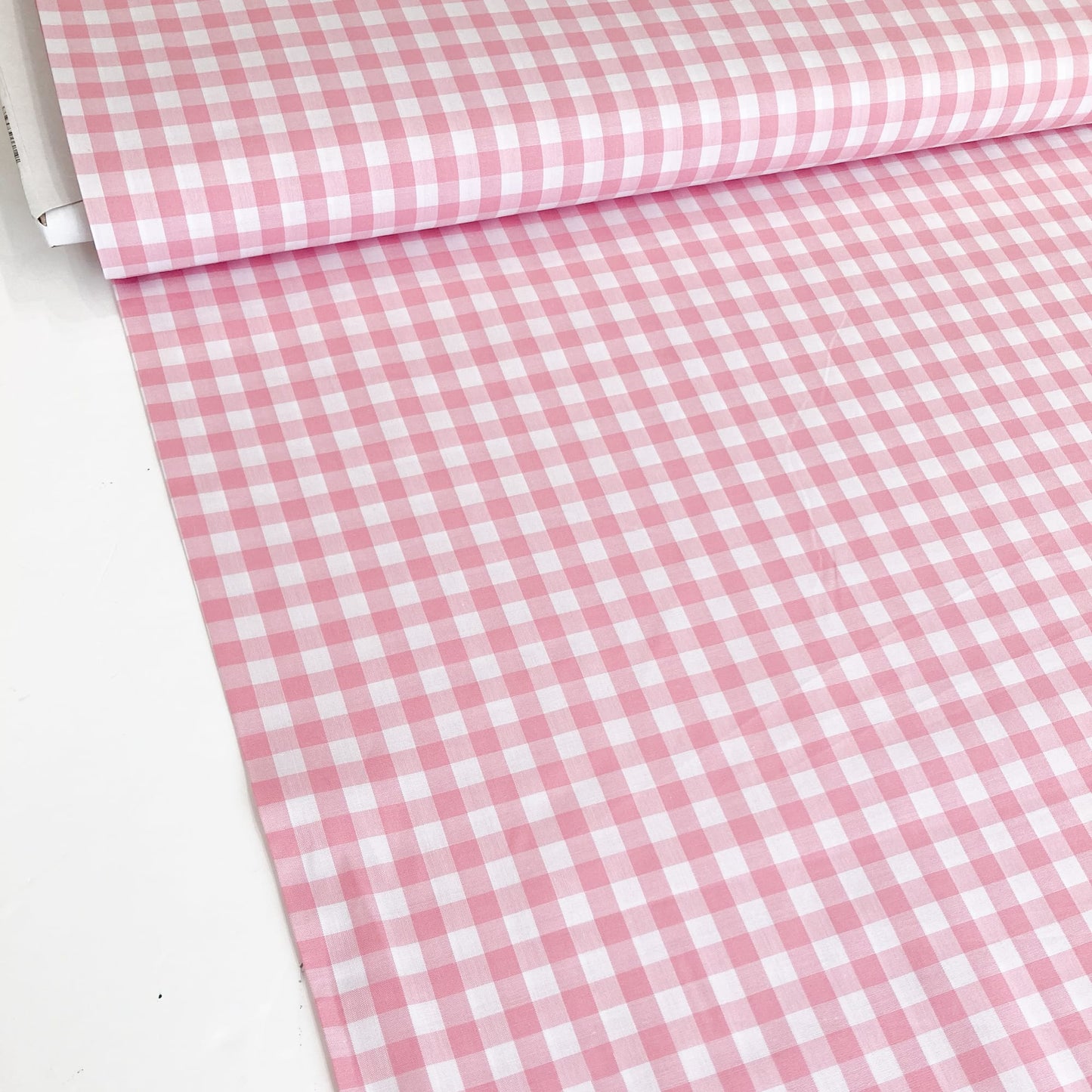 Cotton Gingham in Pink and White 1 cm Check