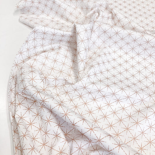 Cotton Poplin with Metallic Geo Star Print in Rose Gold