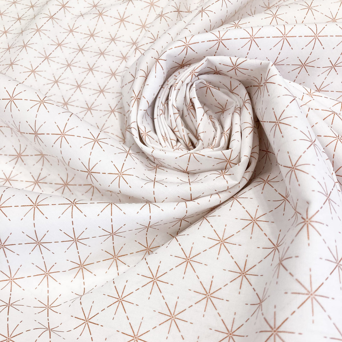 Cotton Poplin with Metallic Geo Star Print in Rose Gold
