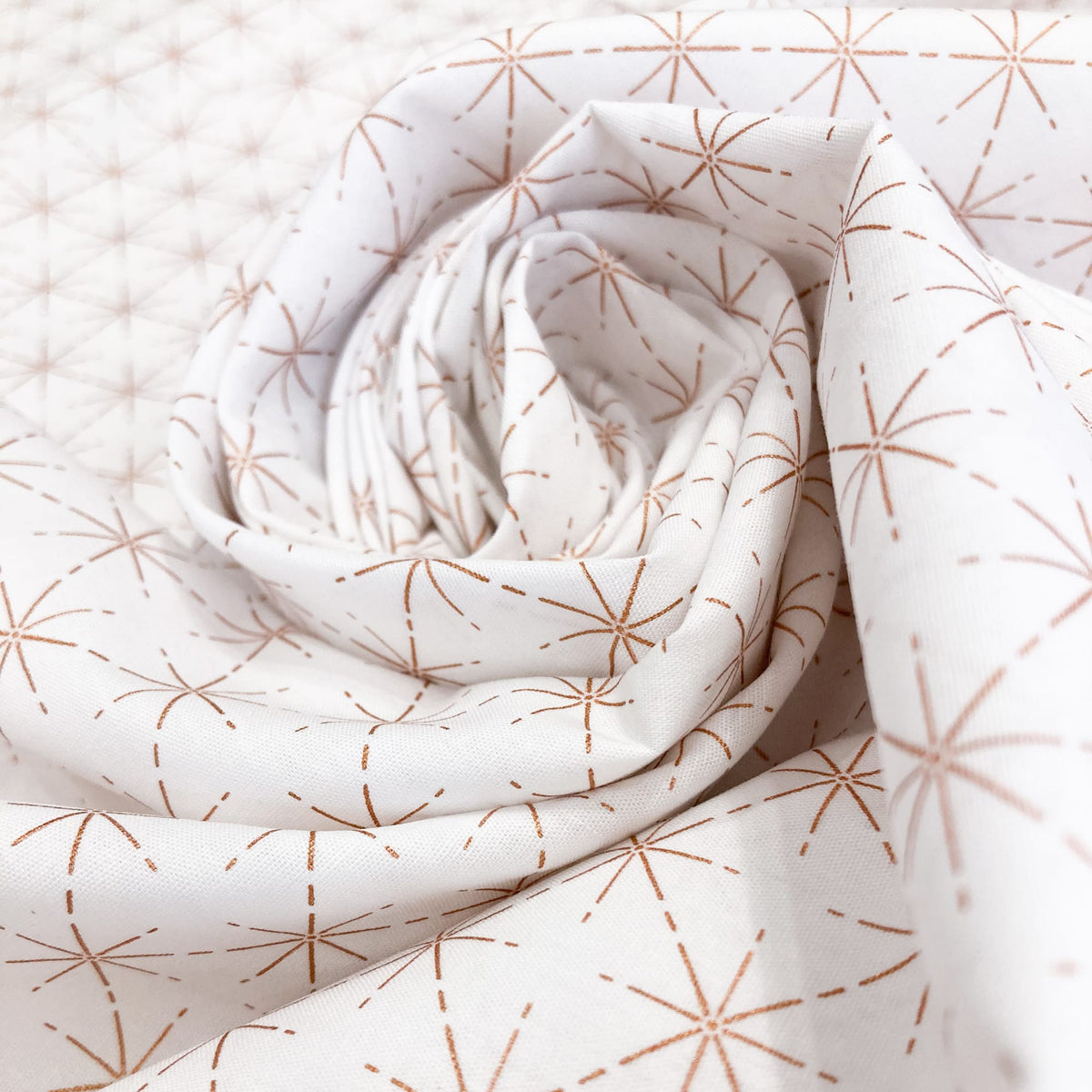 Cotton Poplin with Metallic Geo Star Print in Rose Gold