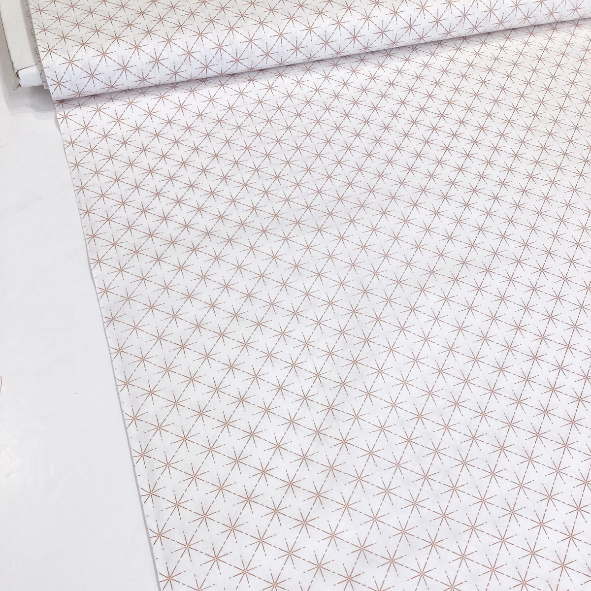Cotton Poplin with Metallic Geo Star Print in Rose Gold