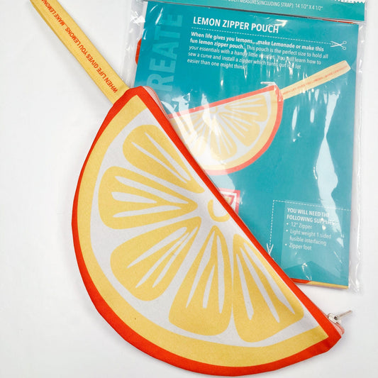 Moda Cut Sew Create Kit: Lemon Zipped Pouch/Wristlet