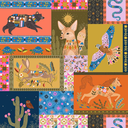 Dashwood Studio Quilting Cotton 'Desert Moon' Animal Collage