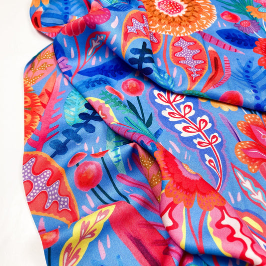 30cm Piece Dashwood Studio Rayon 'Neon Bloom Cobalt'