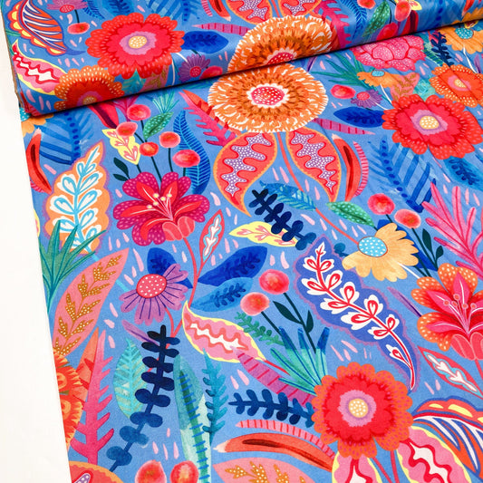 30cm Piece Dashwood Studio Rayon 'Neon Bloom Cobalt'