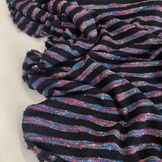 Deadstock: Bobble Bouclé Knit Rainbow Stripe