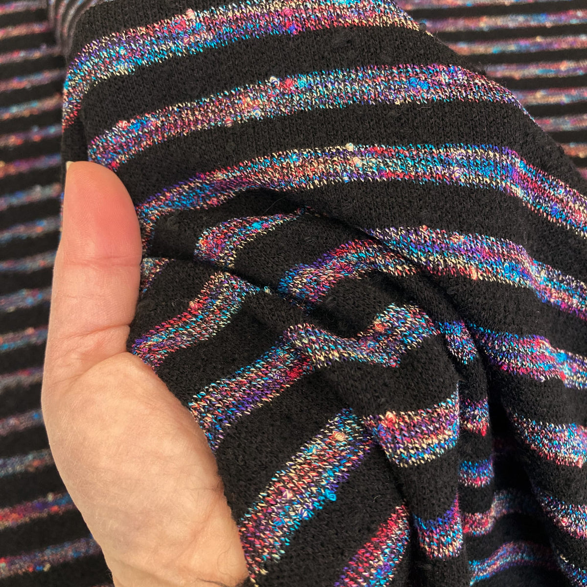 Deadstock: Bobble Bouclé Knit Rainbow Stripe