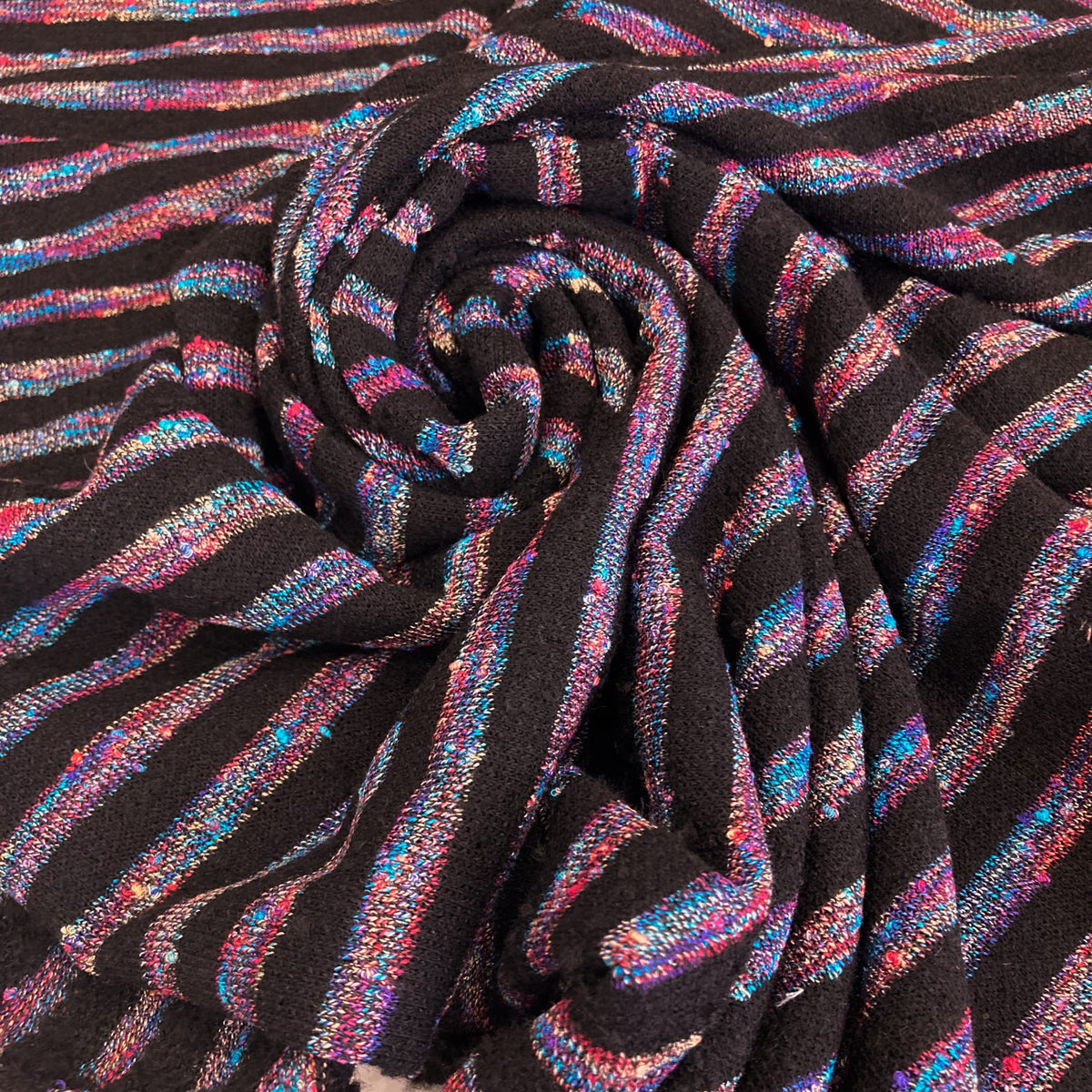 Deadstock: Bobble Bouclé Knit Rainbow Stripe