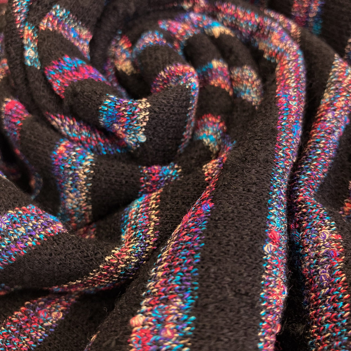 Deadstock: Bobble Bouclé Knit Rainbow Stripe