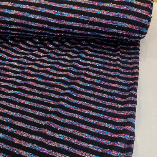 Deadstock: Bobble Bouclé Knit Rainbow Stripe