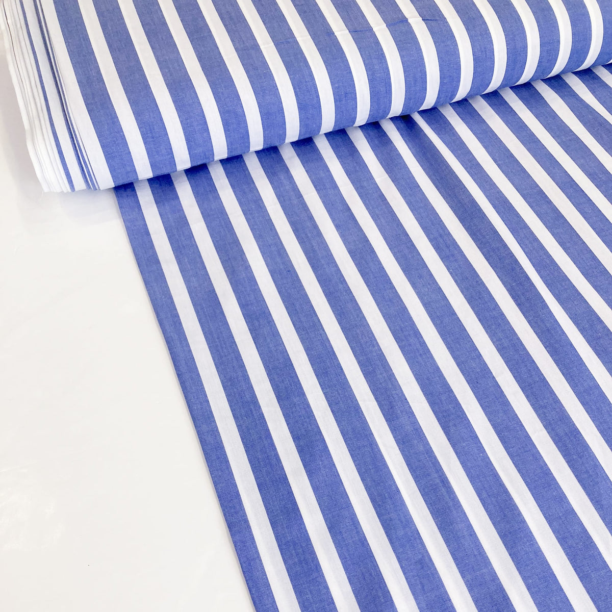 Deadstock Cotton Shirting Blue and White Stripe