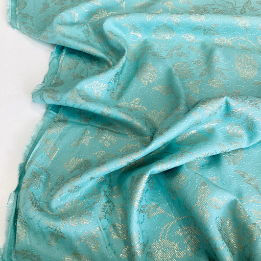 Deadstock Viscose Jacquard with Gold Metallic Floral