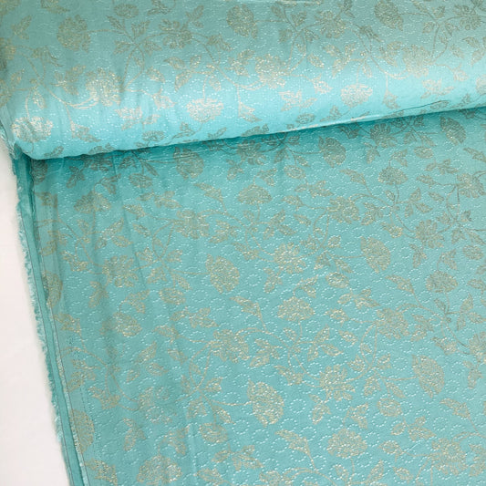 Deadstock Viscose Jacquard with Gold Metallic Floral