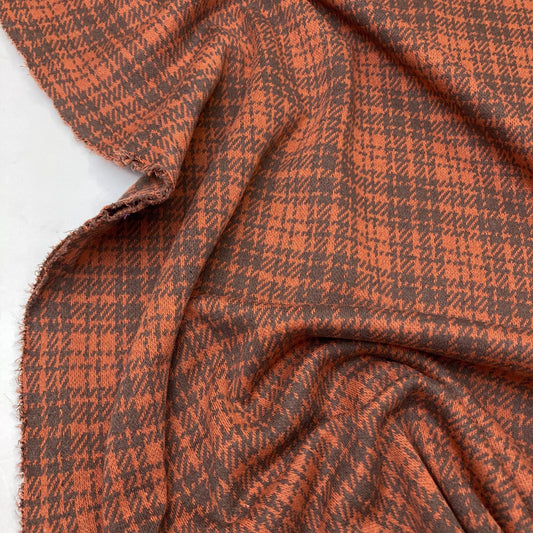 40cm Piece Designer Deadstock: Jacquard Jersey Rust Check