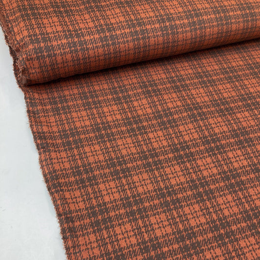 40cm Piece Designer Deadstock: Jacquard Jersey Rust Check