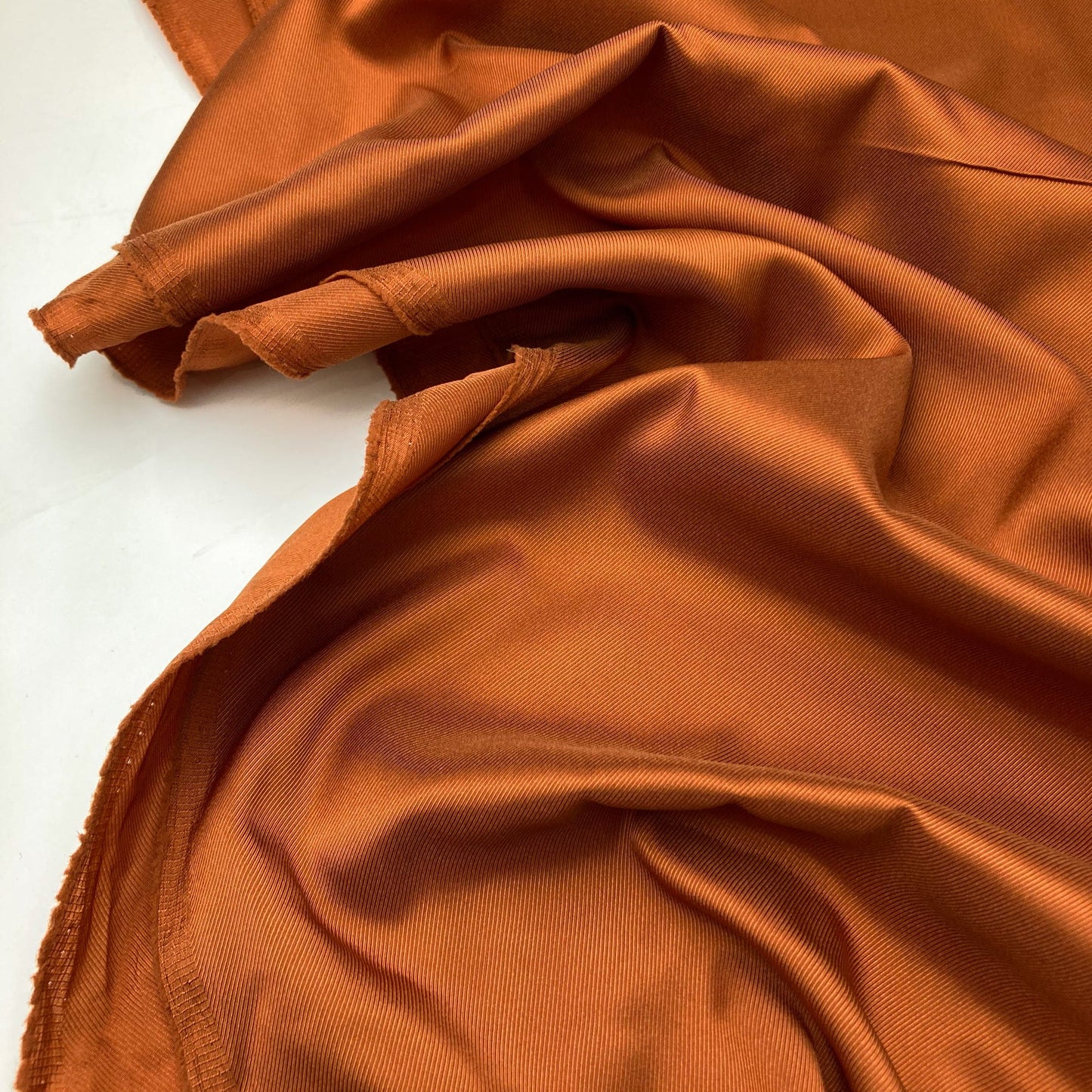 Designer Deadstock Lining Fabric: Viscose Mix Twill in Rust