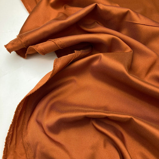 Designer Deadstock Lining Fabric: Viscose Mix Twill in Rust
